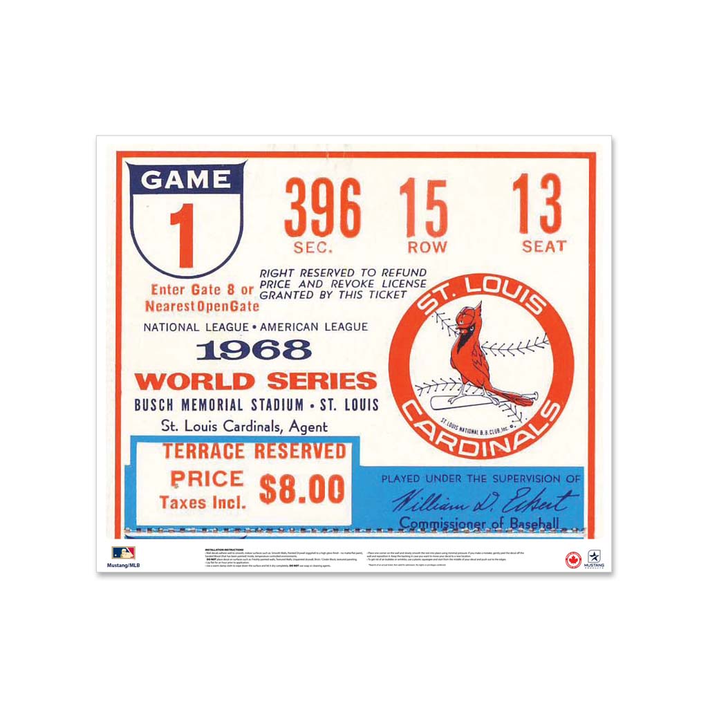 24 Repositionable W Series Ticket St. Louis Cardinals Left 1968G1L