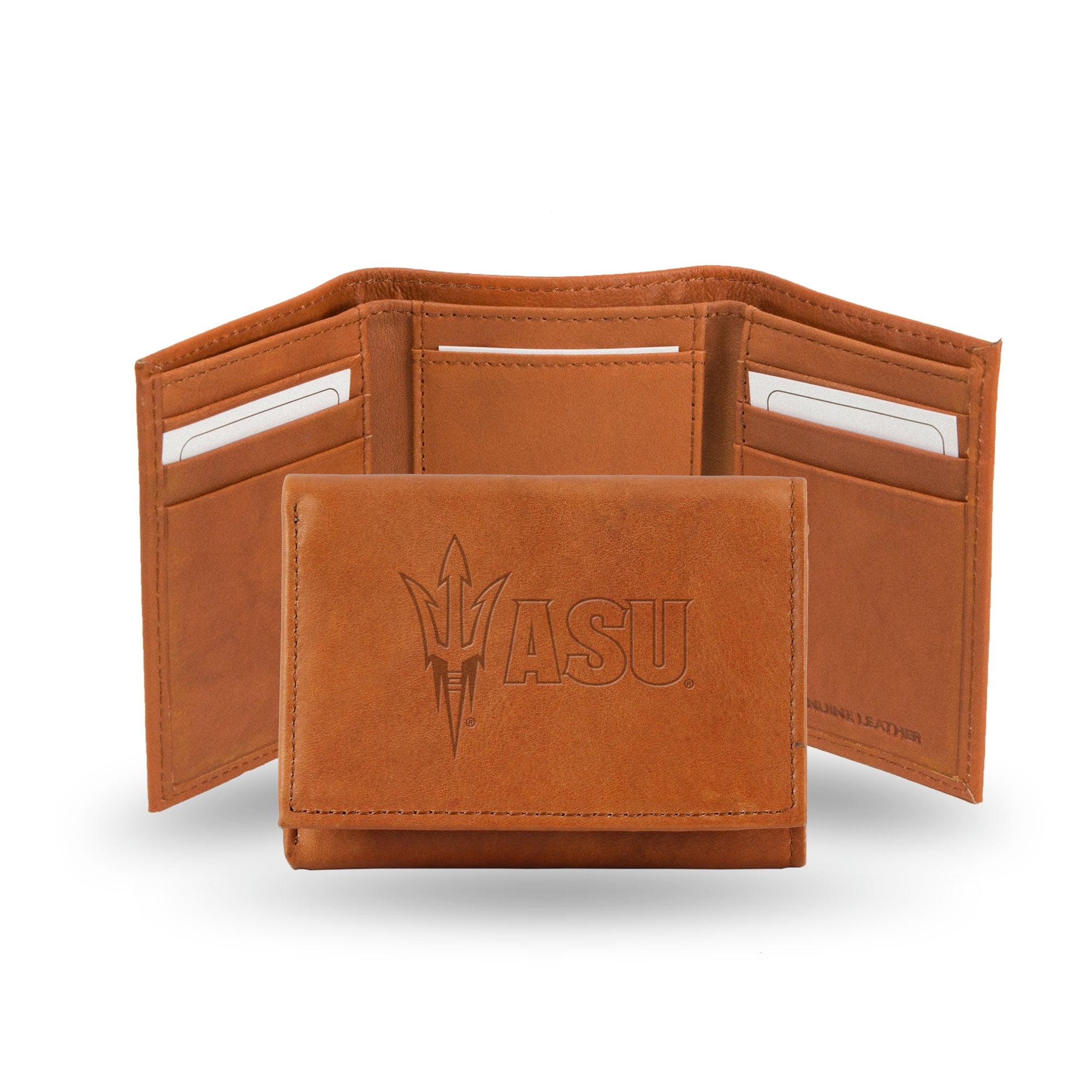 Arizona State Sun Devils Genuine Leather Pecan Tri-Fold Wallet