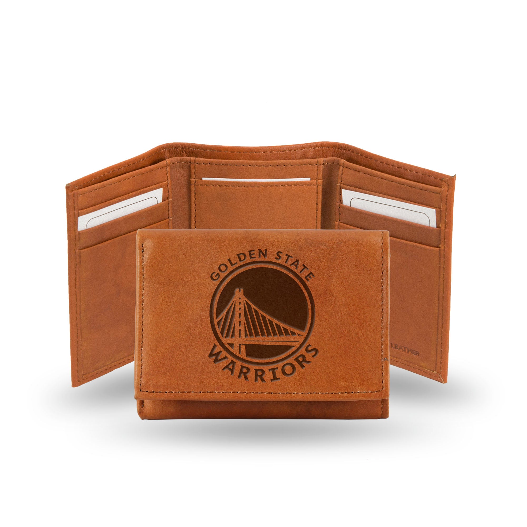 Golden State Warriors Genuine Leather Pecan Tri-Fold Wallet