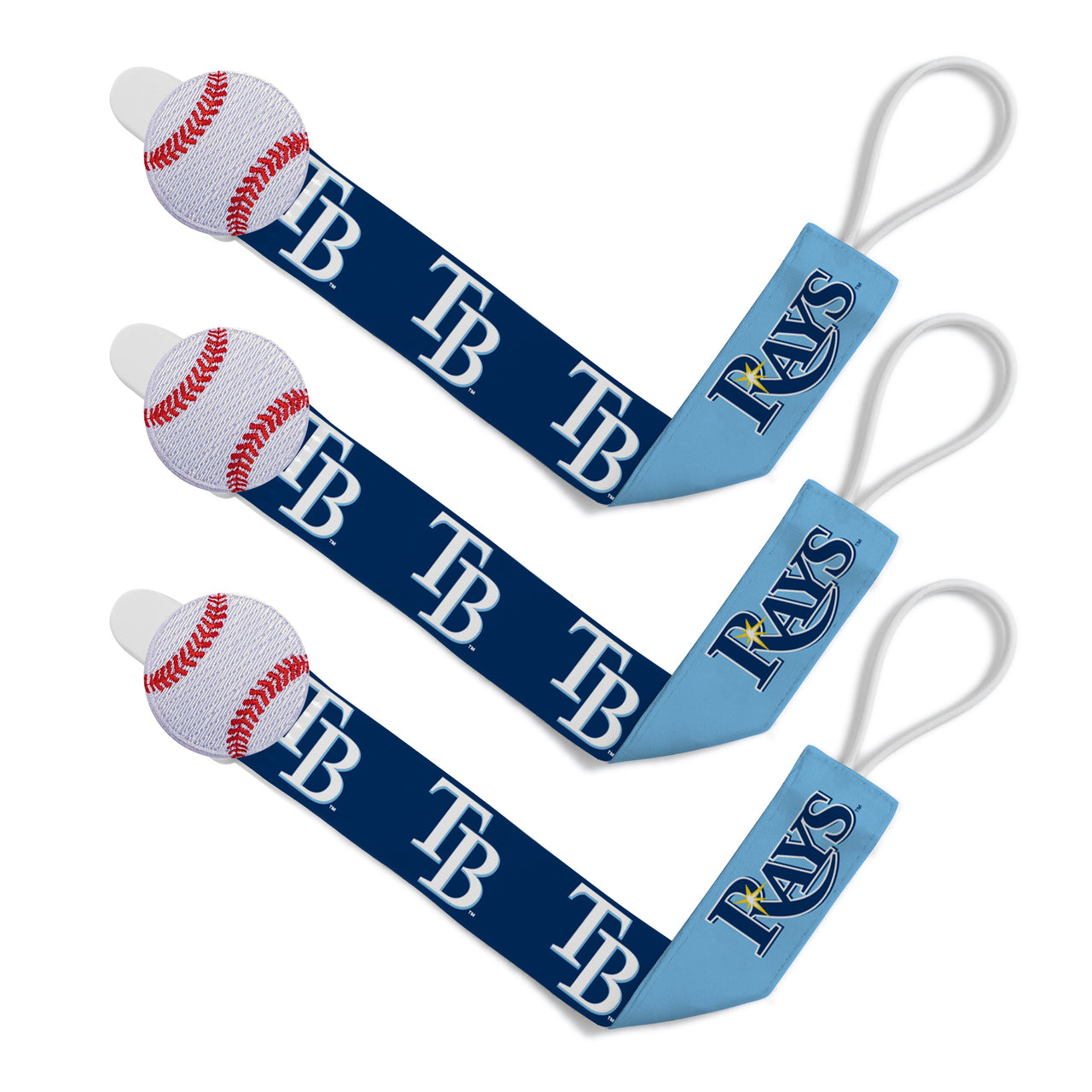 BABY FANATICS MLB TAMPA BAY RAYS 3-PACK PACIFIER CLIPS