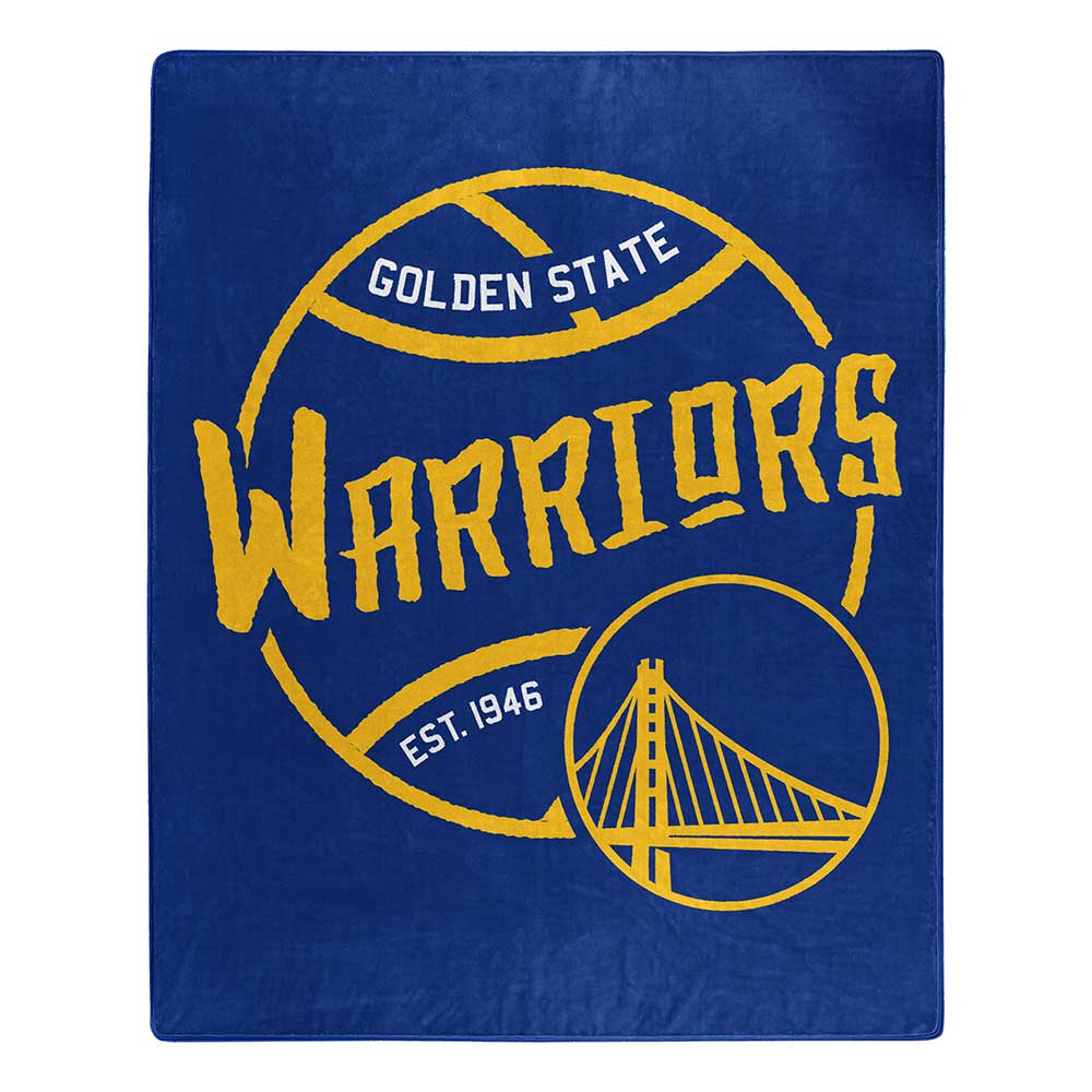 Golden State Warriors NBA Black Top Raschel Throw Blanket