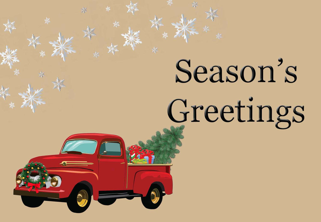 Season S Greeting Old Truck Winter Christmas Welcome Mat Shut