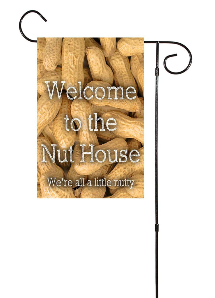 Welcome To The Nut House Peanuts Garden Flag Shut The Front