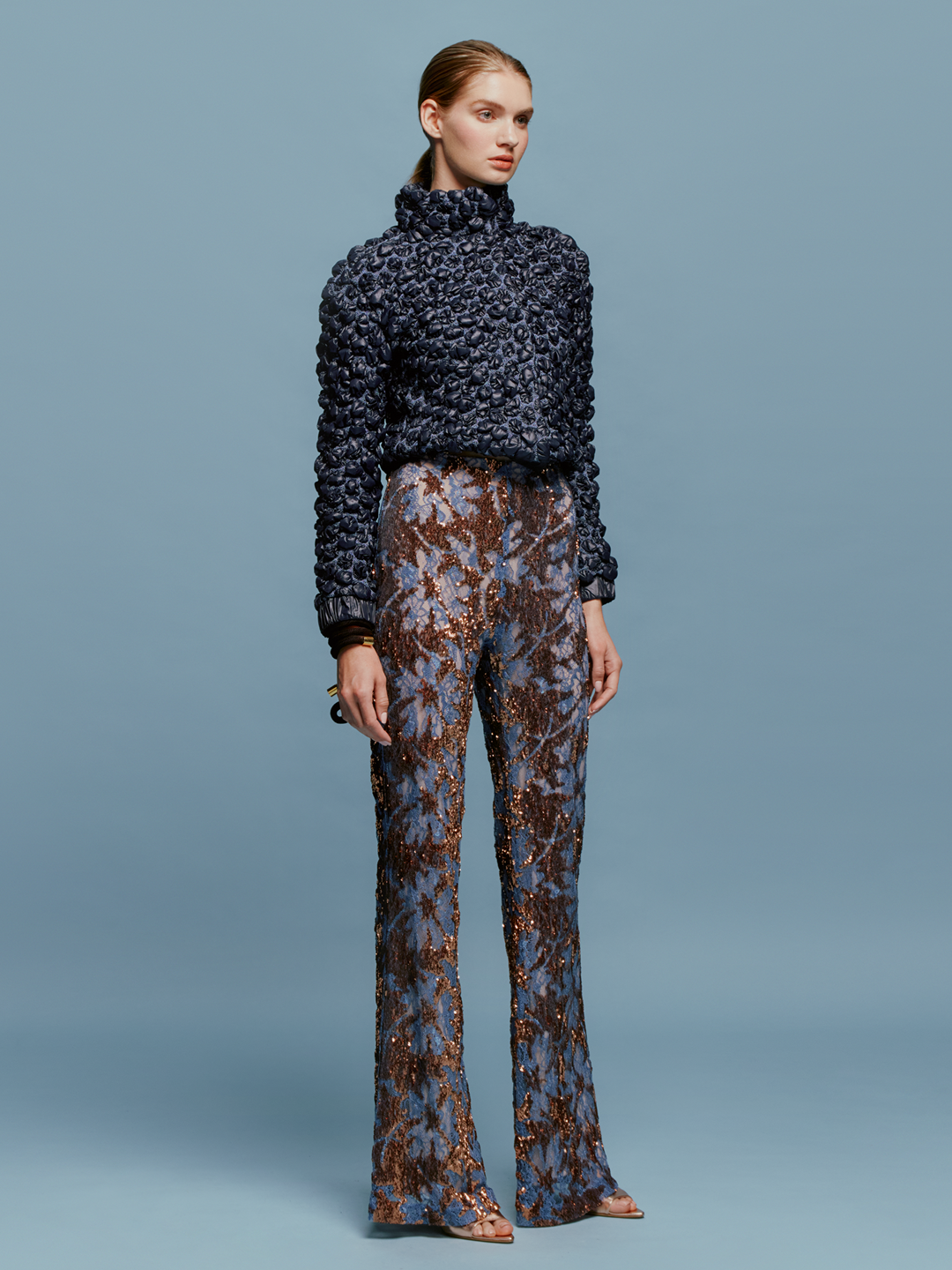 Avellino Pant Navy Ochre Sequin