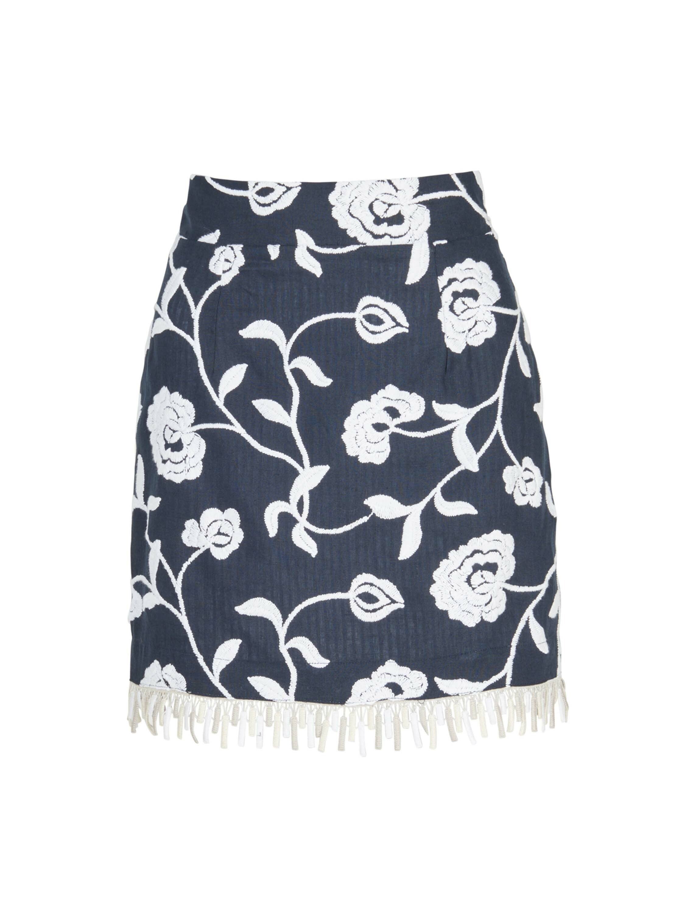 Idalia Skirt Navy Embroidered