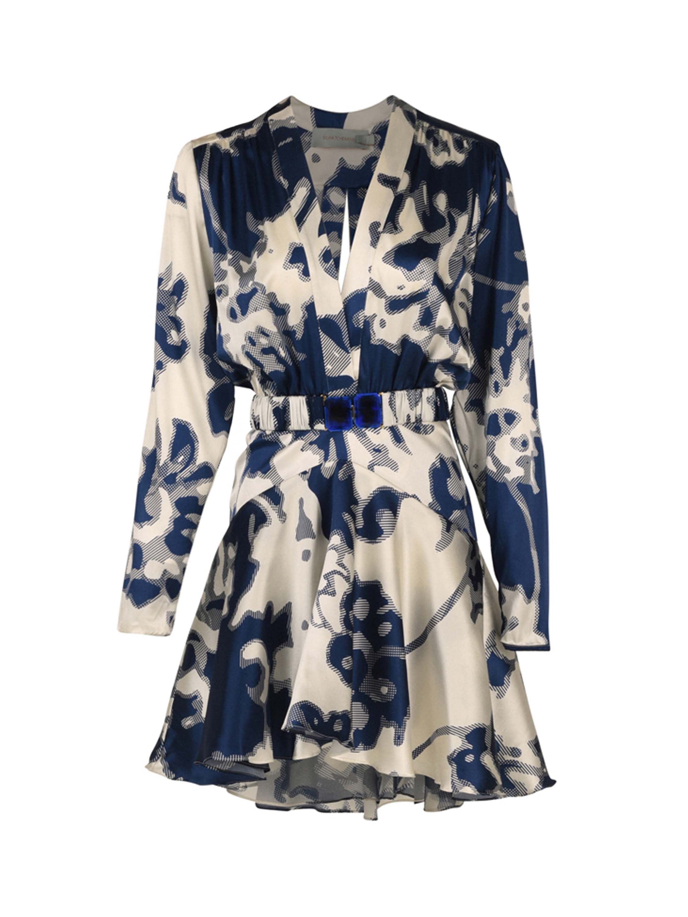 Aglioni Dress Indigo Tonal Floral