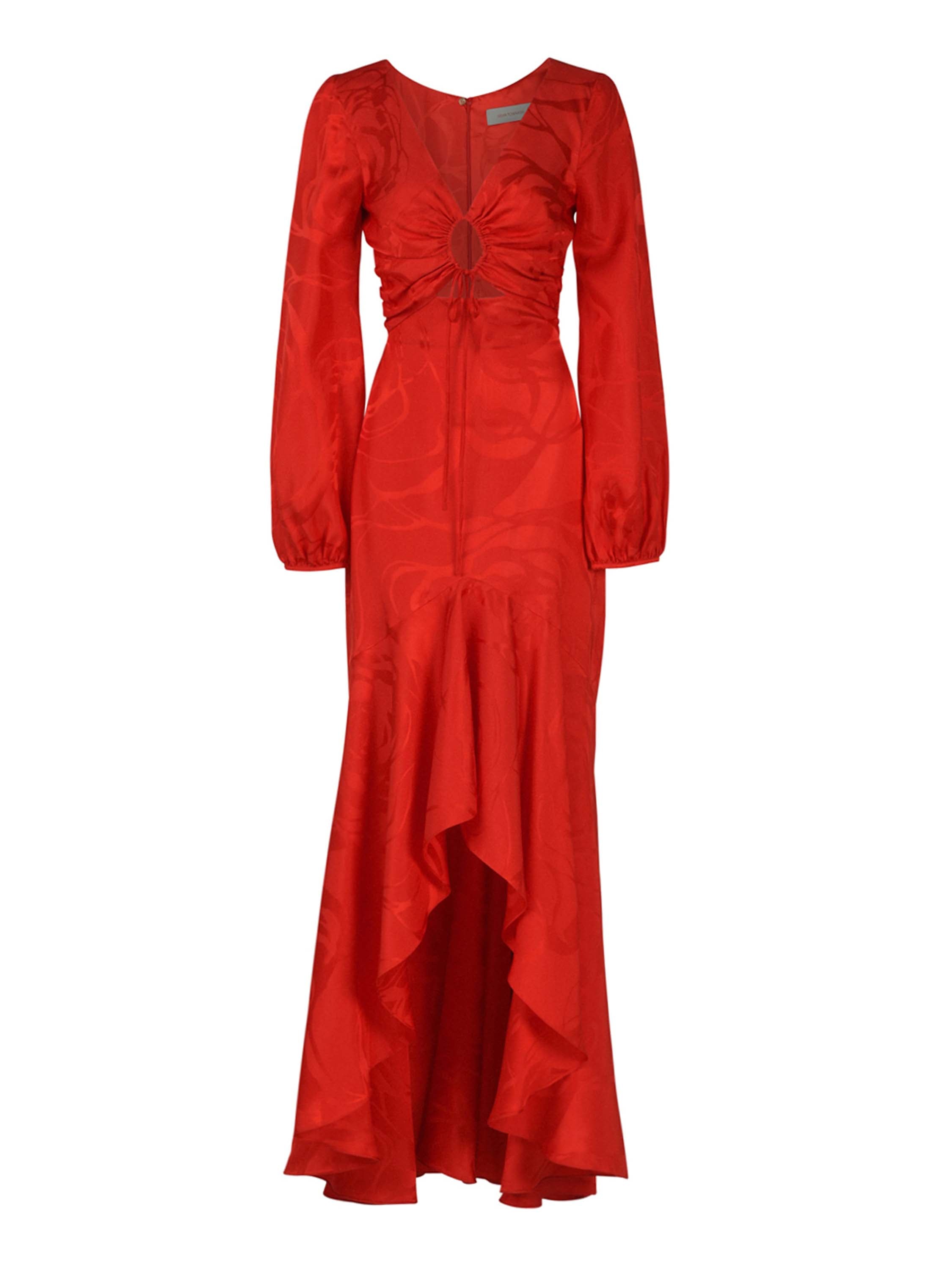 Charlize Dress Crimson Jacquard