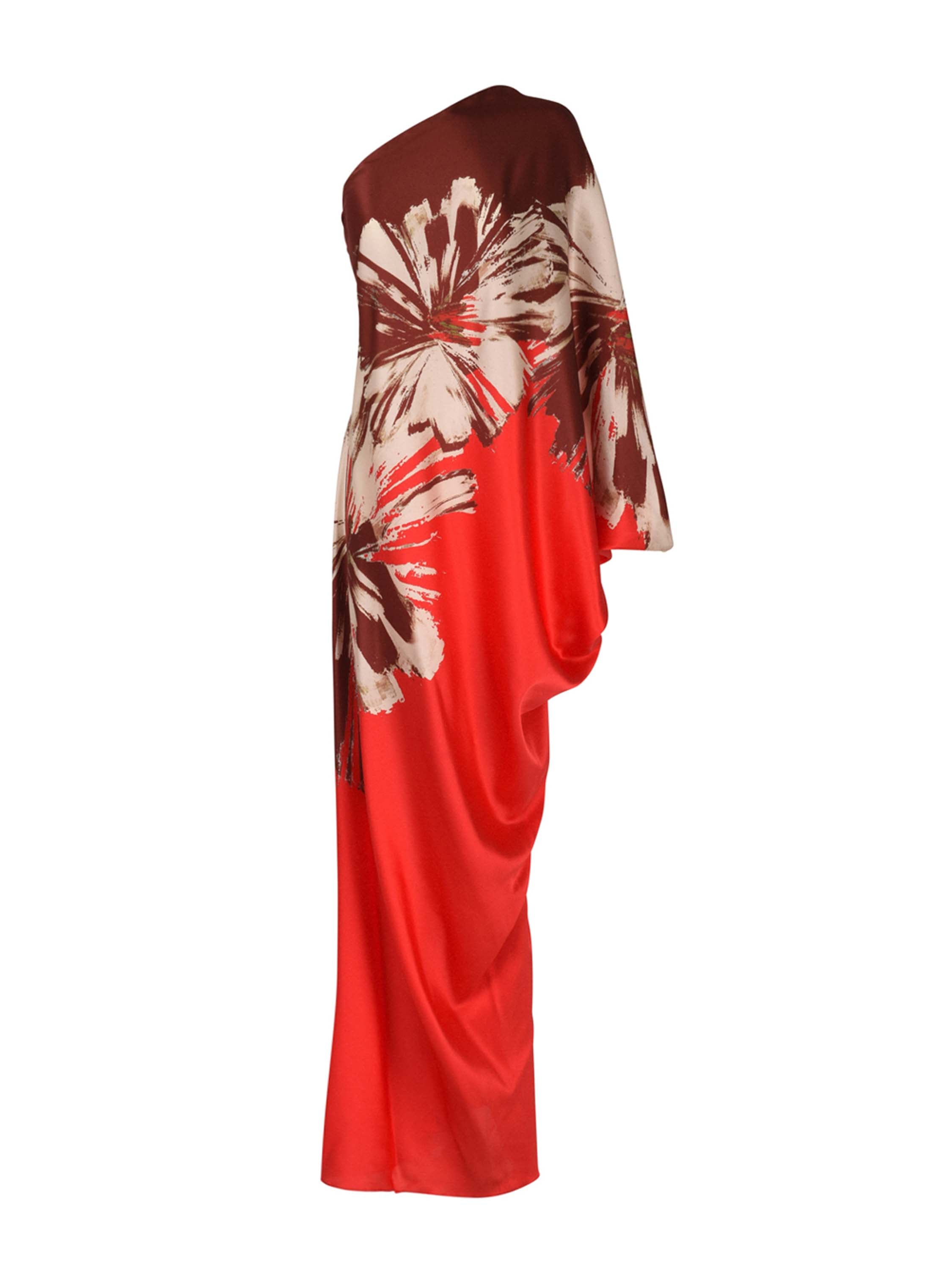 Inu Tunic Scarlet Brown Floral Brushstrokes