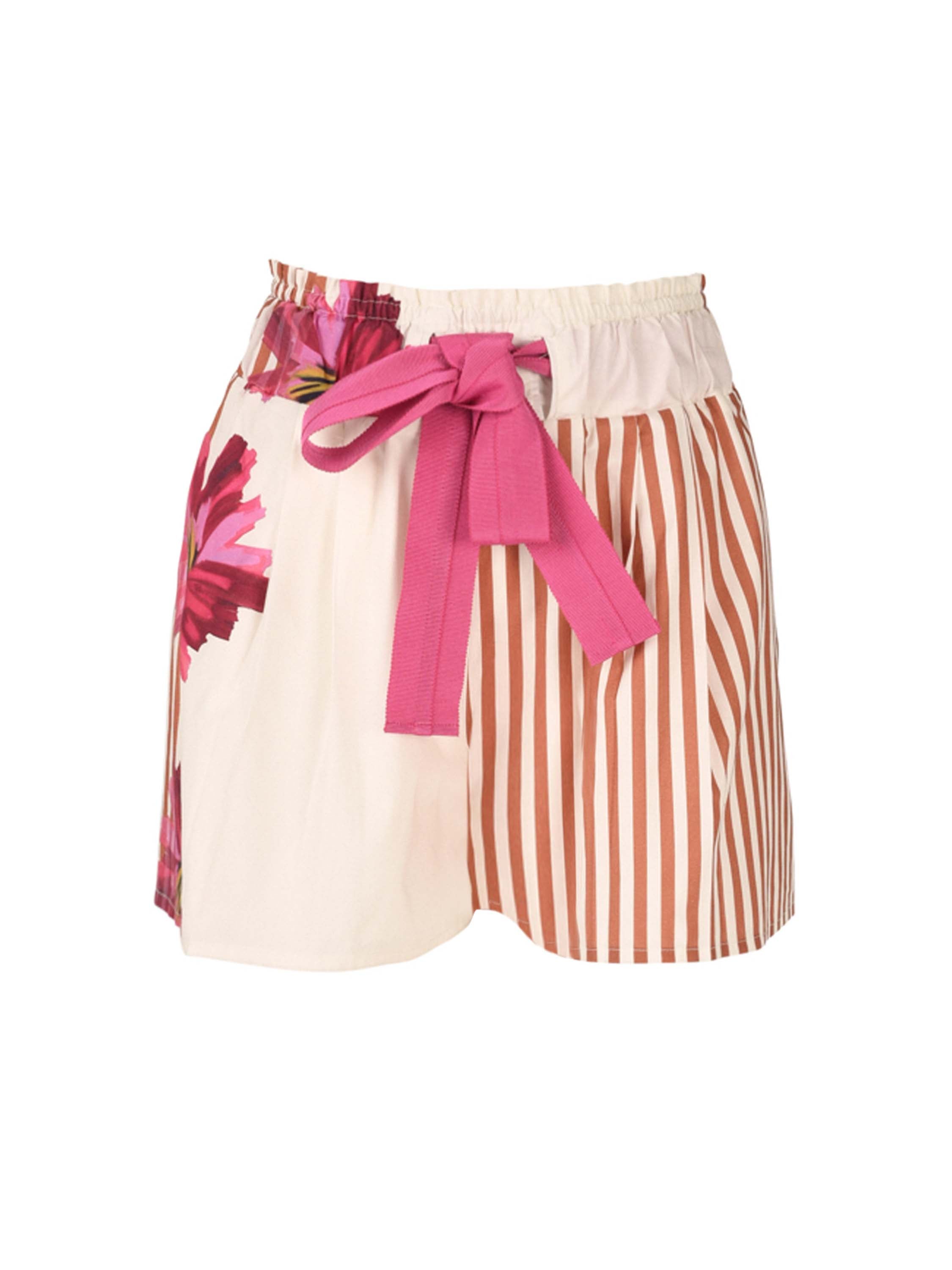 Marylouise Short Magenta Floral Brushstroke Stripes