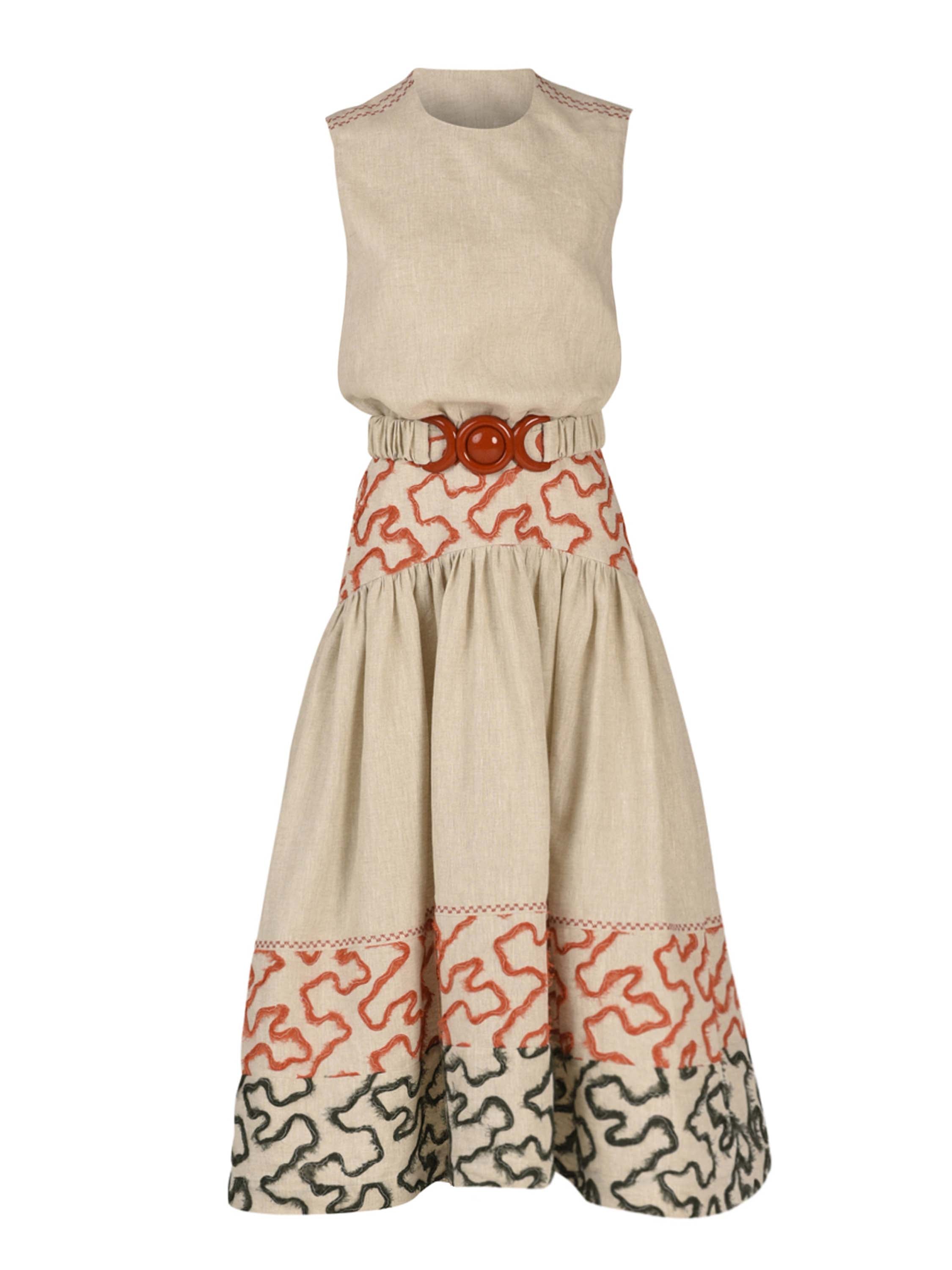 Olive Dress Coral Olive Embroidery