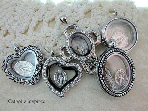 Mary, Jesus, and Saint Medals for Floating Lockets