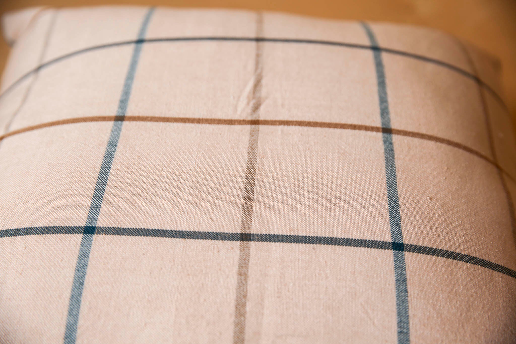 Reja Pillow | Blue and Brown Windowpane | Sample