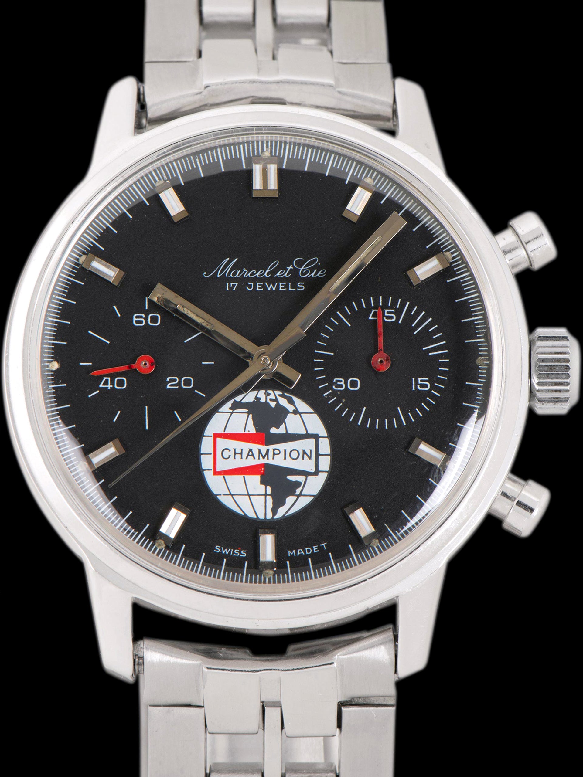 image of 1970s Marcel Et Cie Chronograph Valjoux Cal. 7733 "Champion Spark Plug"