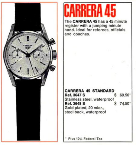 Craft & Tailored vintage Heuer Carrera 45 ref 3647 s
