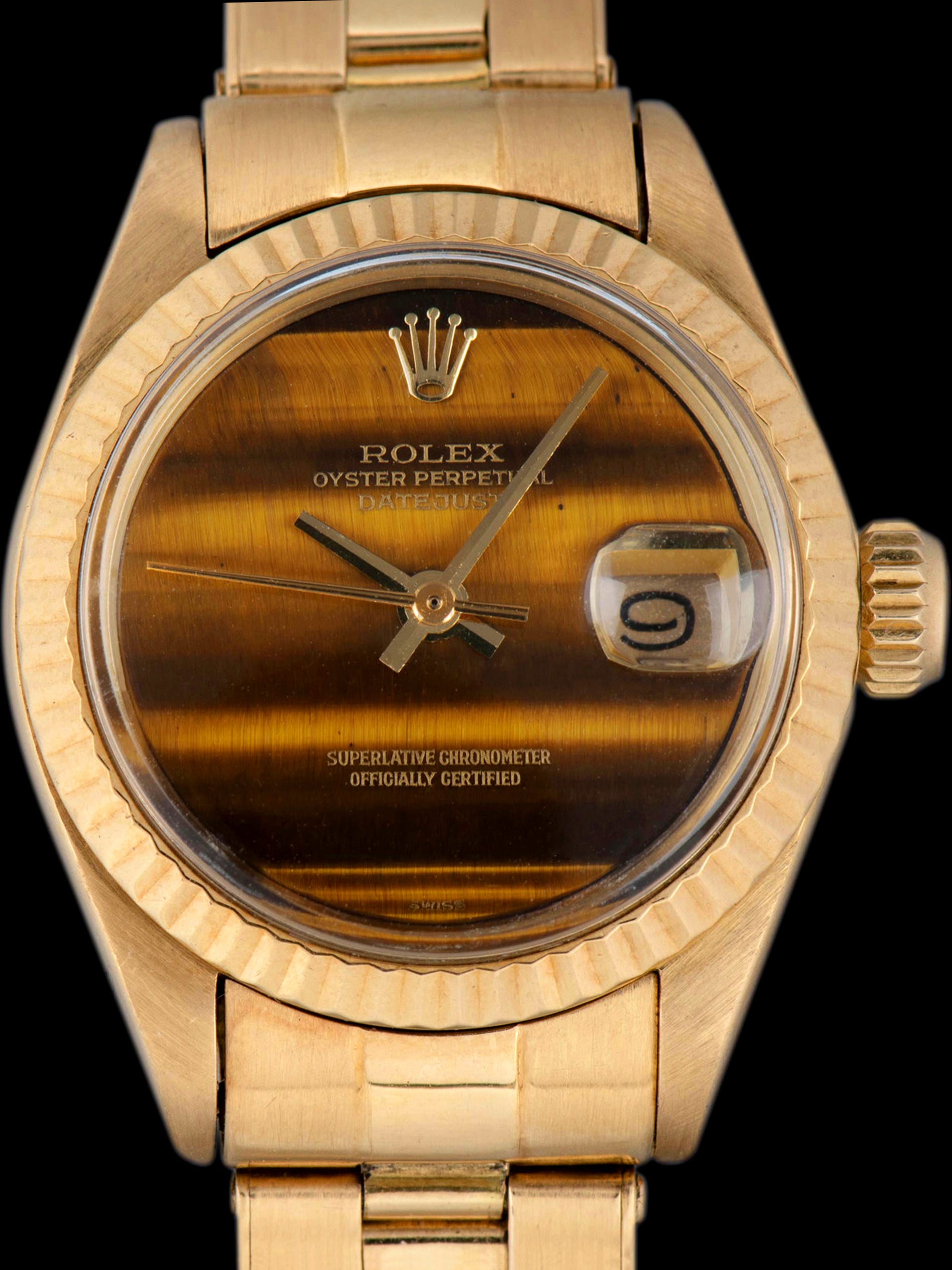 1979 Rolex Ladies Datejust 18K YG (Ref. 6917) Tiger Eye Stone Dial W/