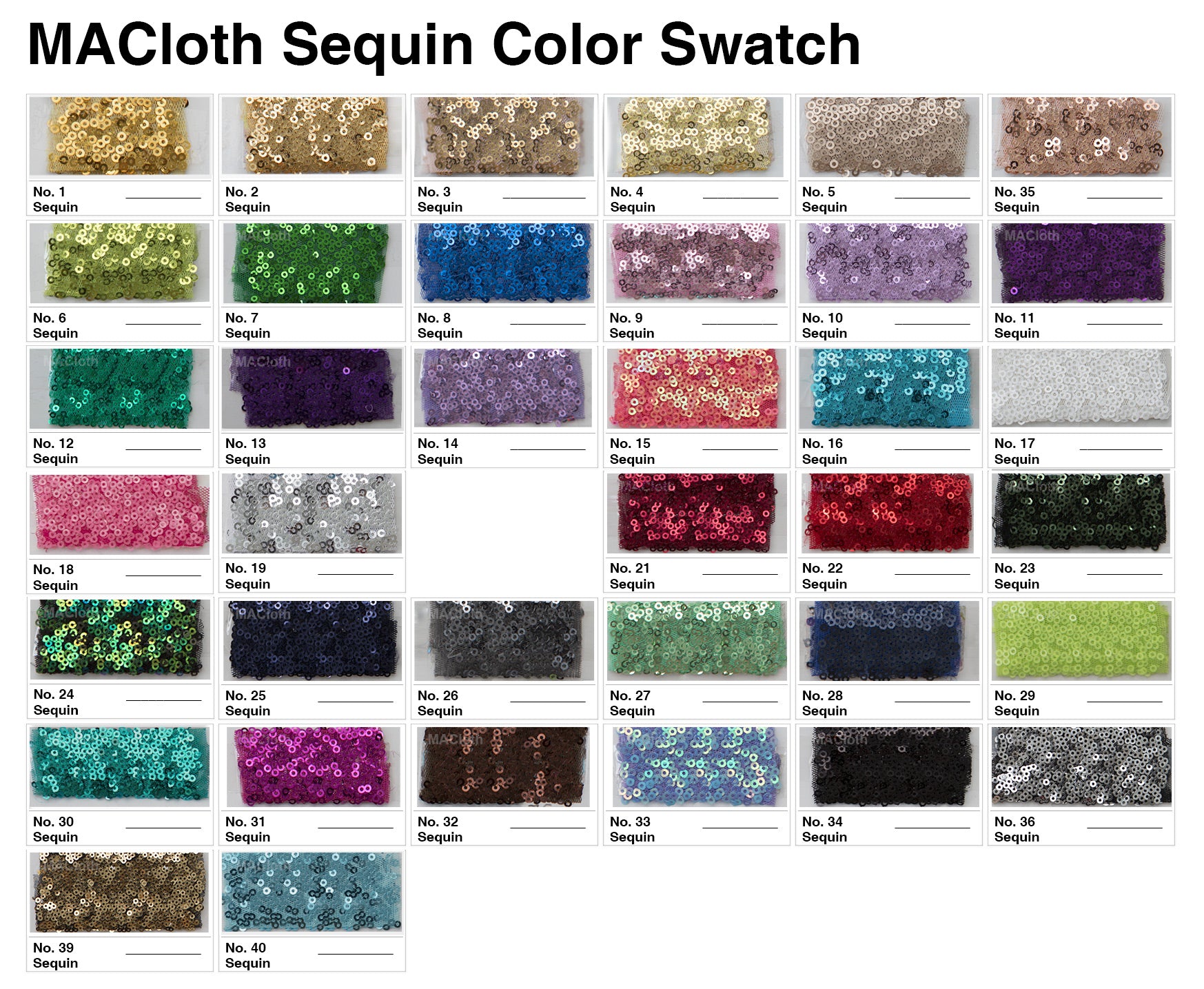 Sequin Color Chart
