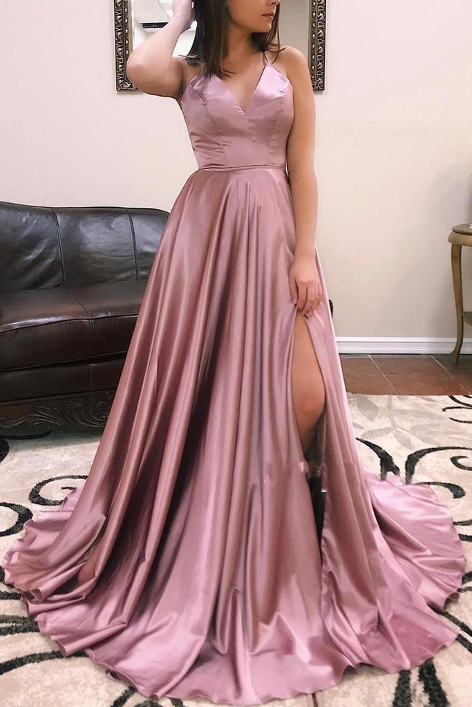 dusty rose long formal dress