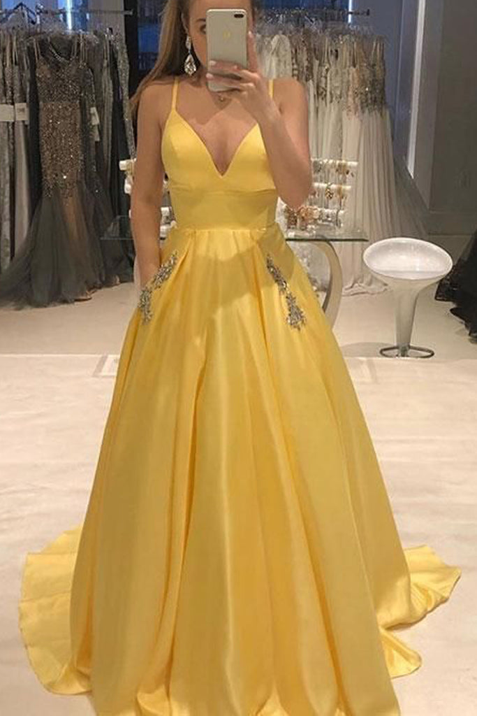 yellow ball gown prom dress