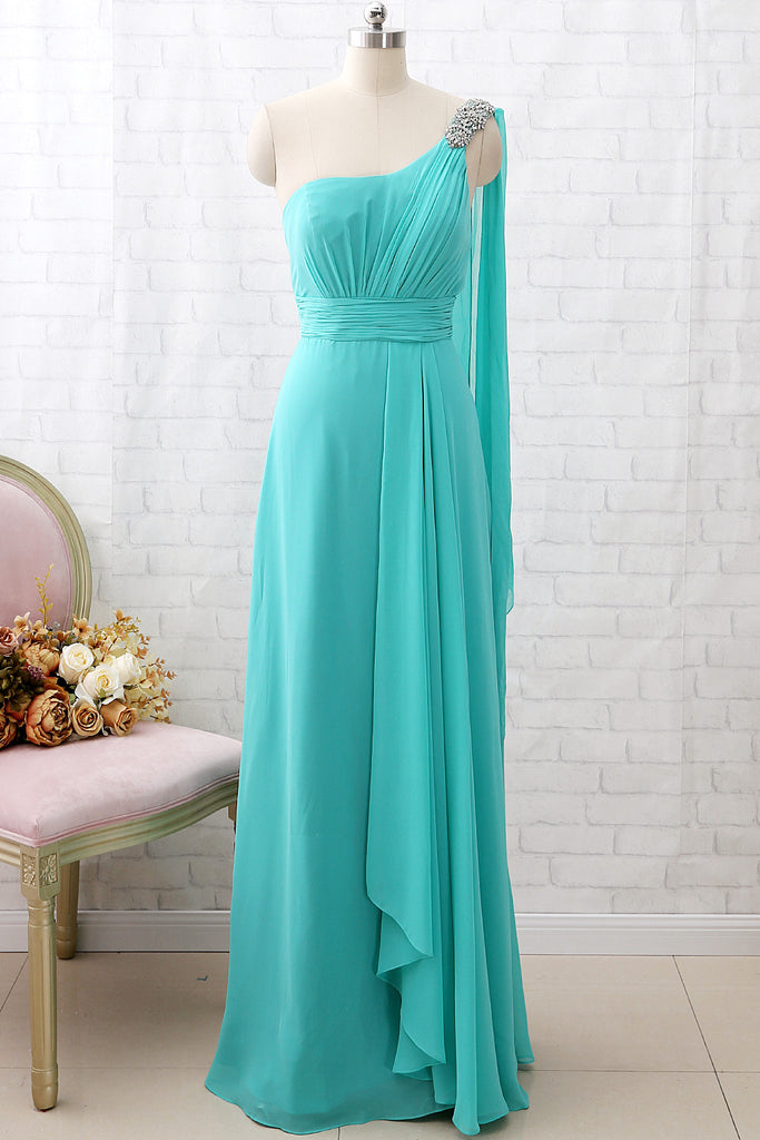 turquoise one shoulder dress