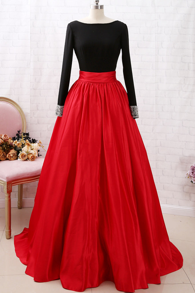 red black long dress