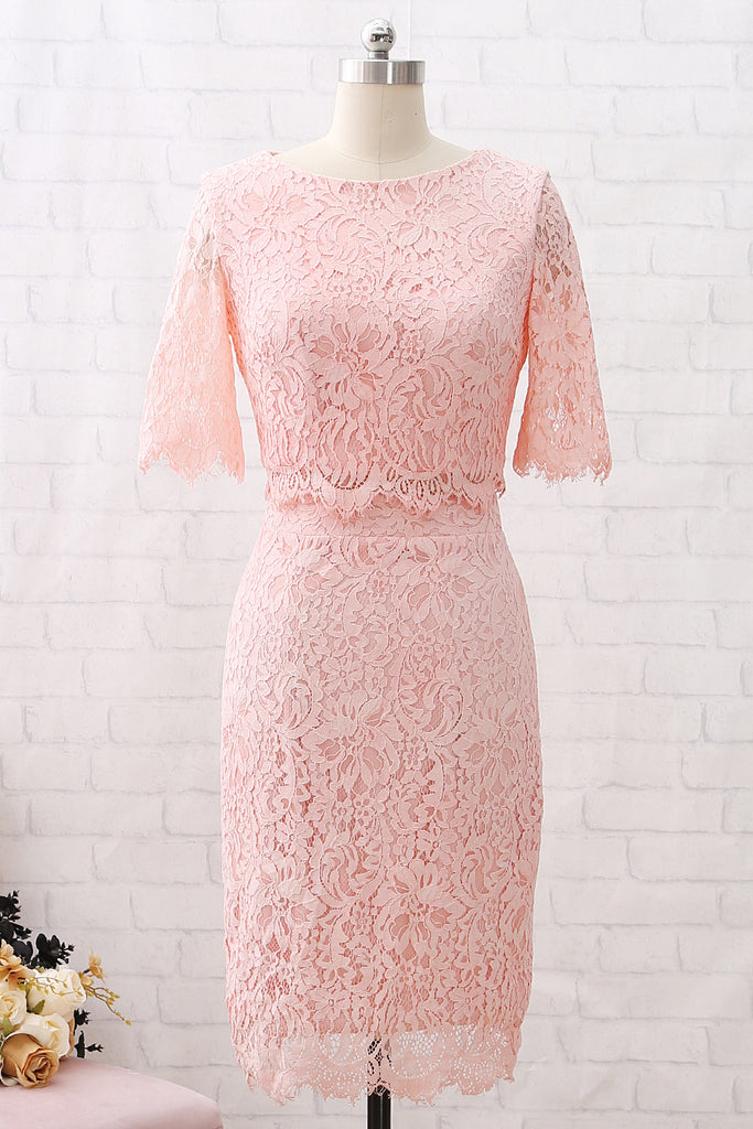 peach lace dress