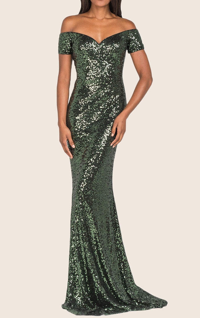 dark green sequin dress long