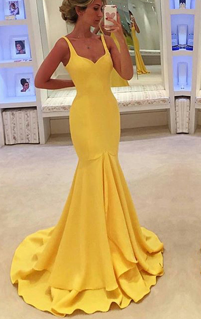 Tiered Maxi Prom Dress Yellow Jersey 