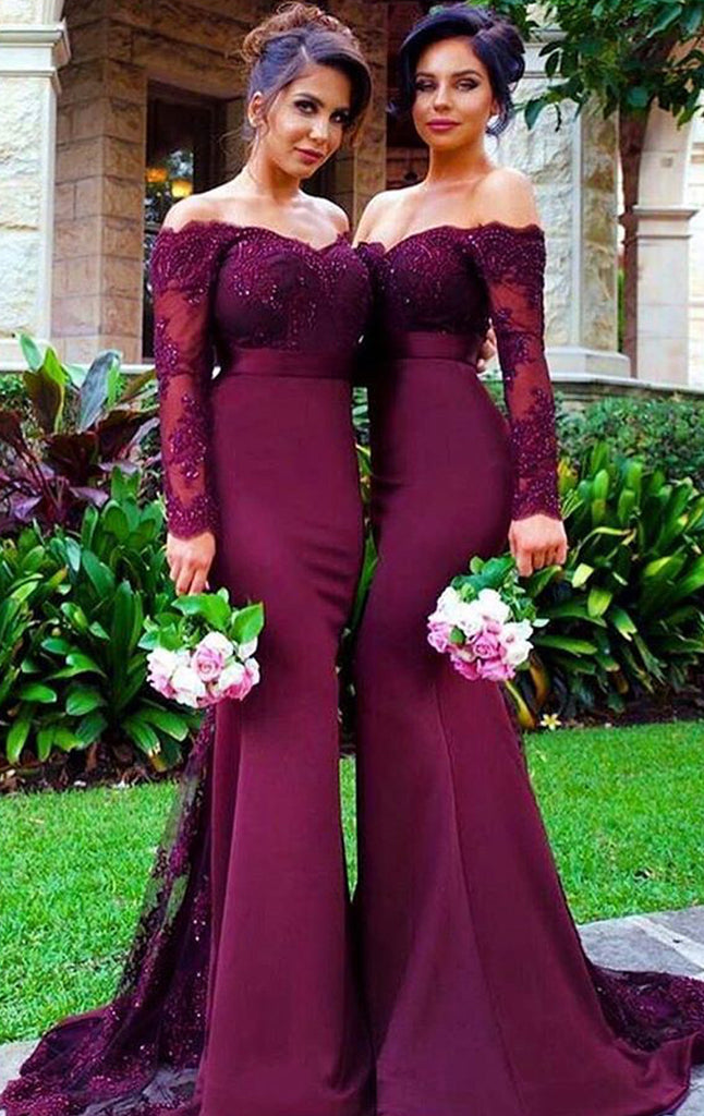 purple long sleeve mermaid dress