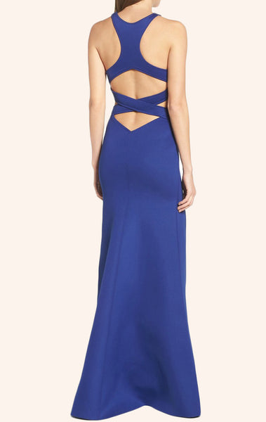 MACloth Mermaid Sexy Jersey Prom Dress with Slit Royal Blue Formal Gow