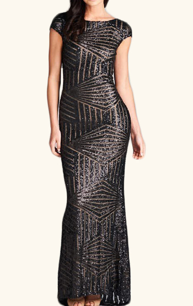 black and gold sequin long dress