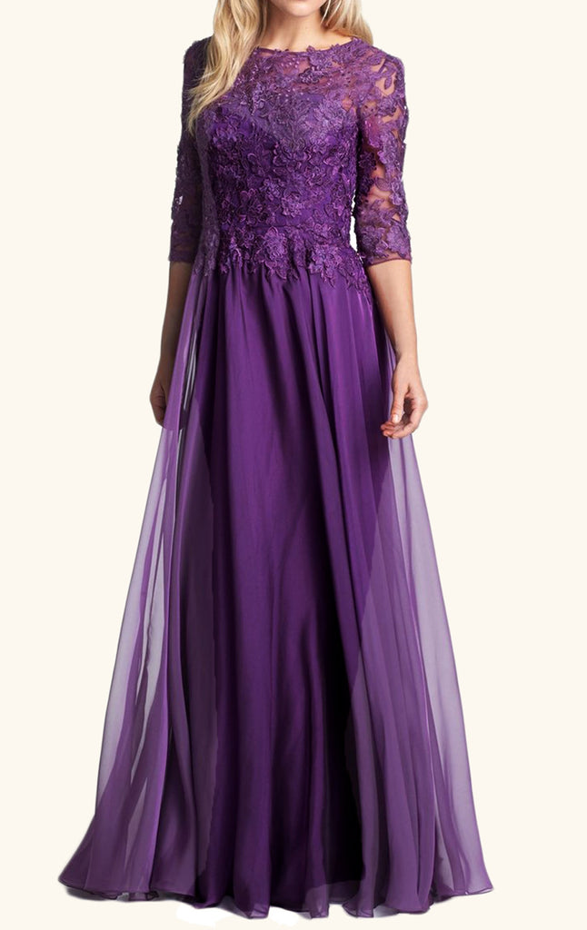 lace and chiffon long dress