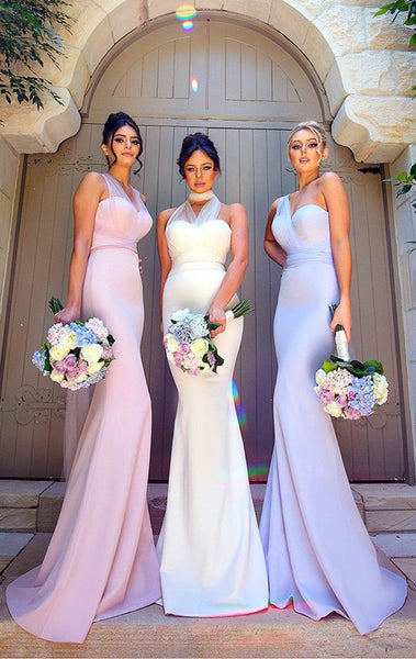 MACloth Convertible Wrap Tie Jersey  Long Bridesmaid  Dress  