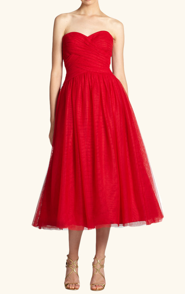 red midi cocktail dress
