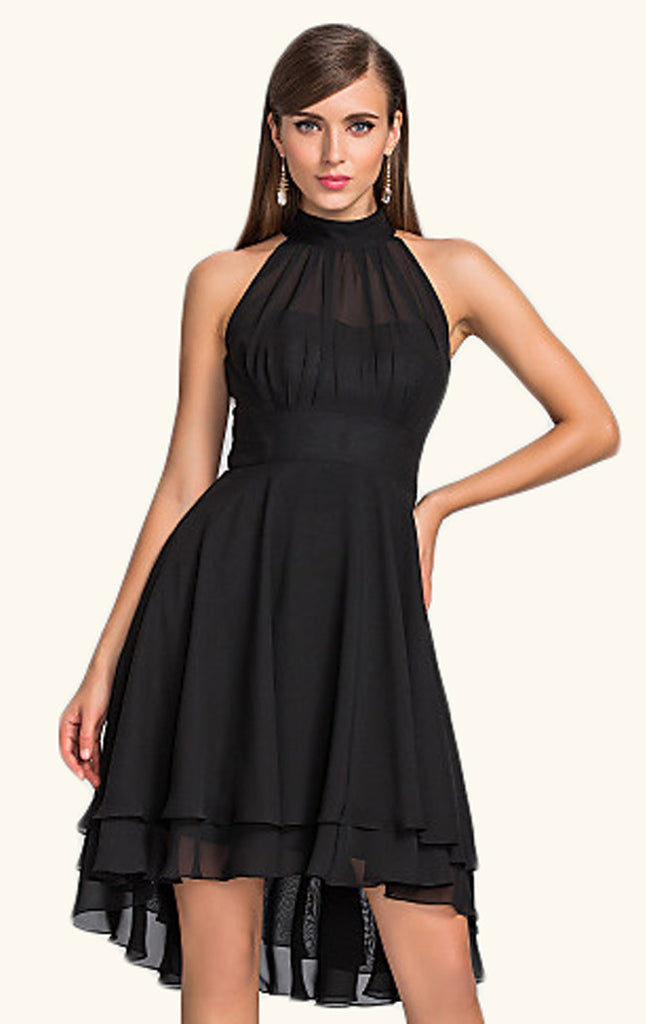 black chiffon halter dress