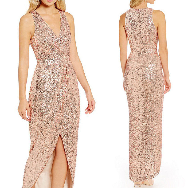 high low rose gold dress