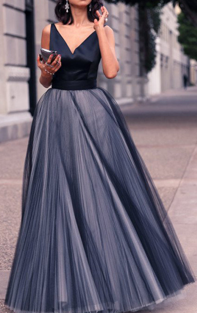 dark navy prom dress