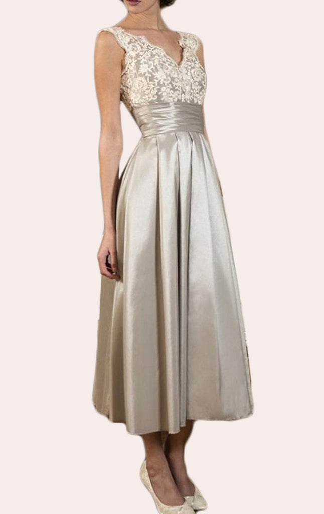 ivory satin midi dress