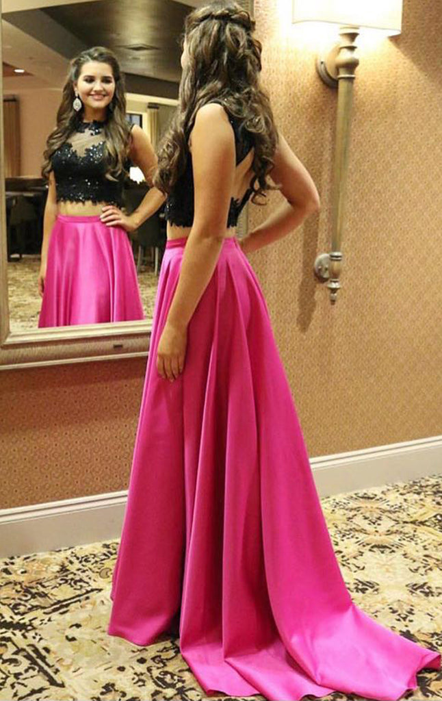 fuchsia long formal dress