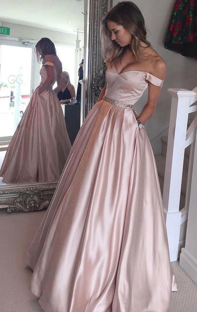 pink satin ball gown