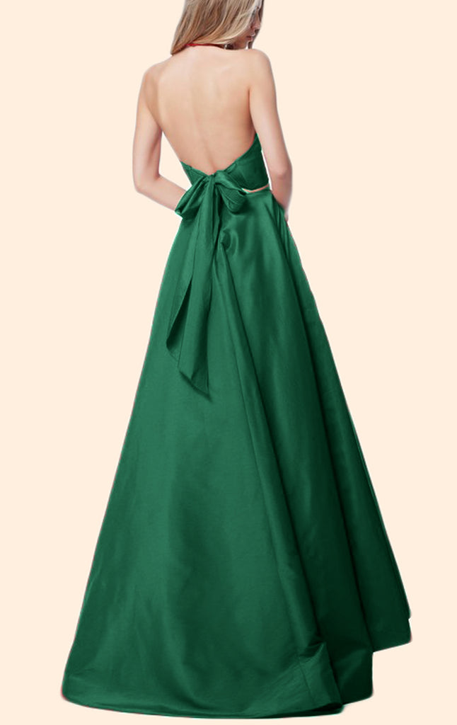 green halter neck formal dress