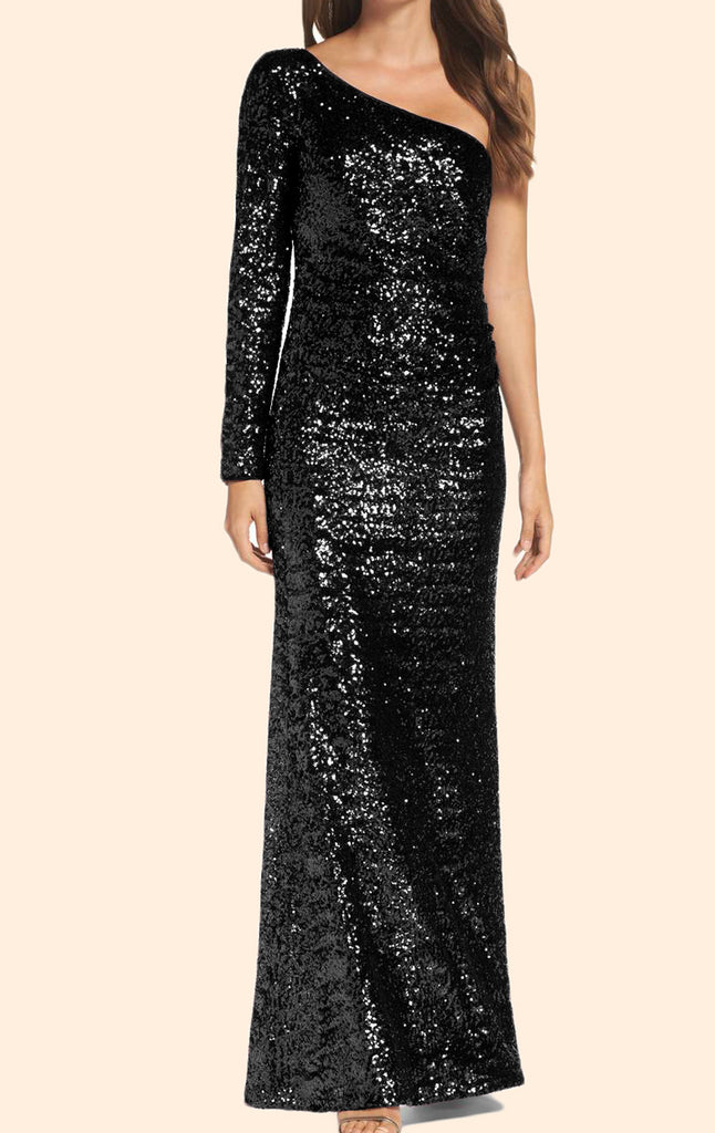 long black sequin evening dress