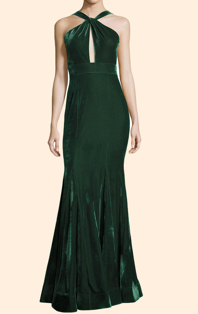 velvet green formal dress