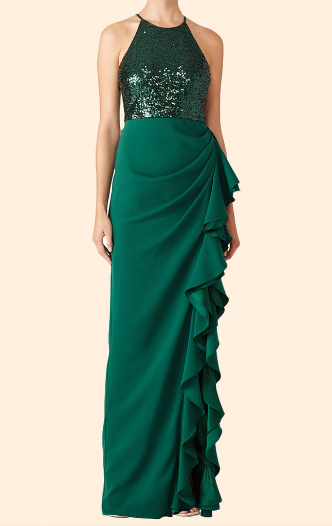 dark green halter dress