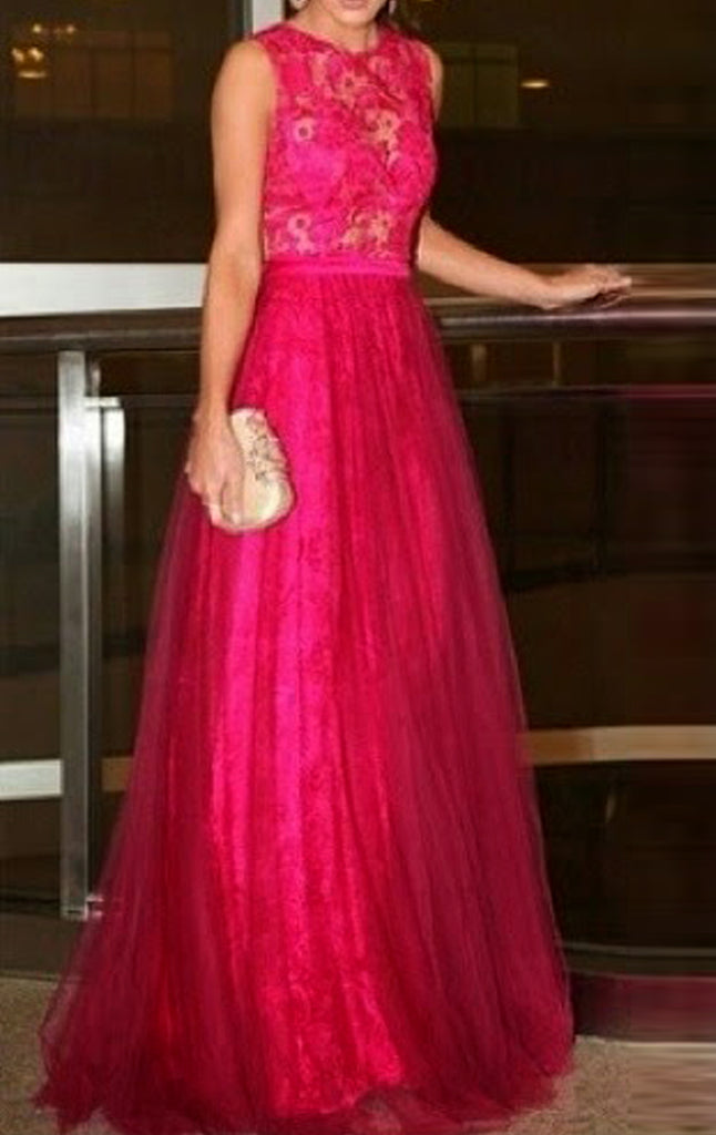 fuchsia long formal dress