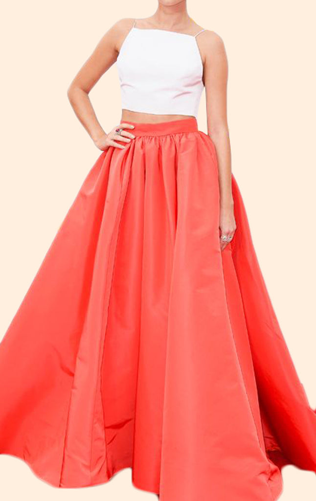 orange two piece dress