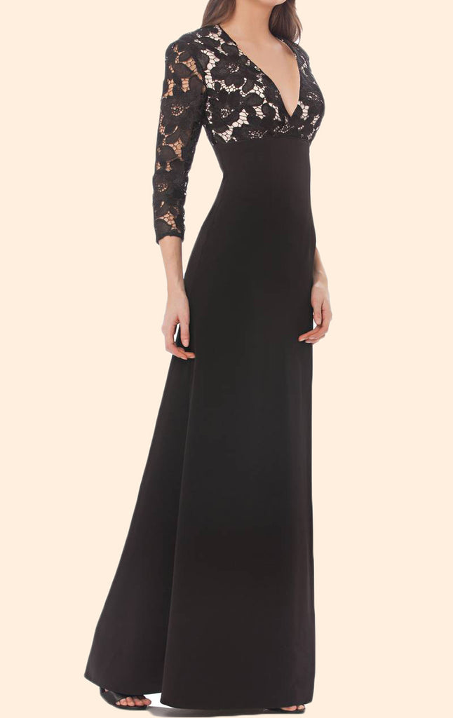 black evening gown with sleeves