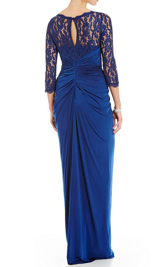 MACloth 3/4 Sleeves Lace Chiffon Evening Gown Royal Blue Mother of the