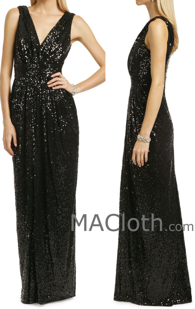 sequin black bridesmaid dress