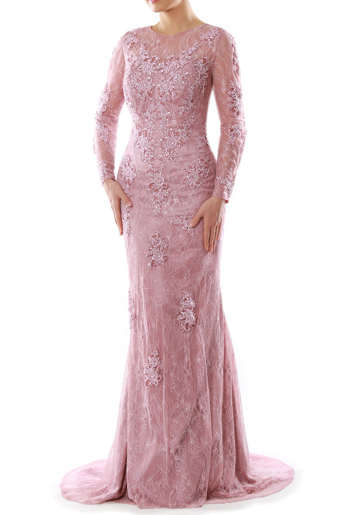 Macloth Women Long Sleeve Mermaid Lace Evening Formal Gown Mother Of B 2571