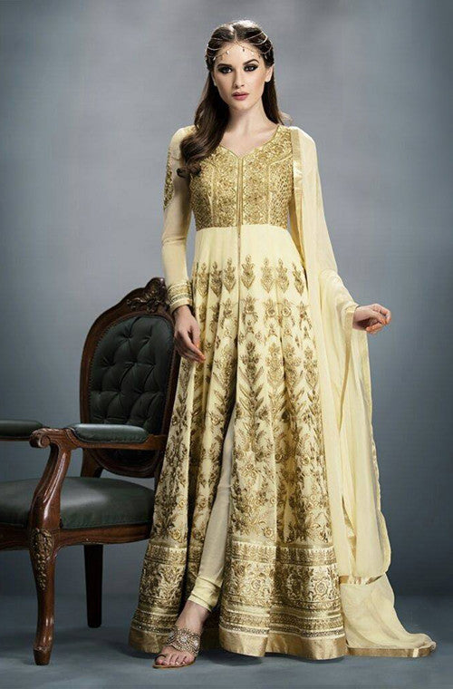 Gold Designer Heavy Anarkali Suit 